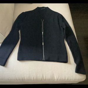 Narciso Rodriguez Black Wool Sweater Double Zipper Size 40